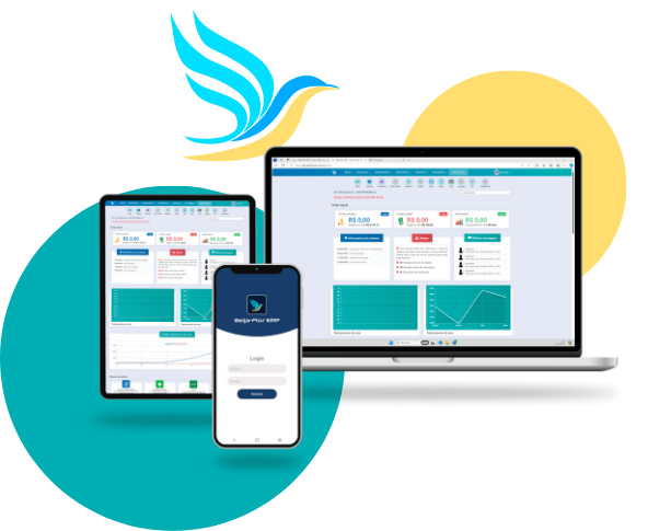 Beija-Flor ERP em notebook, tablet e celular